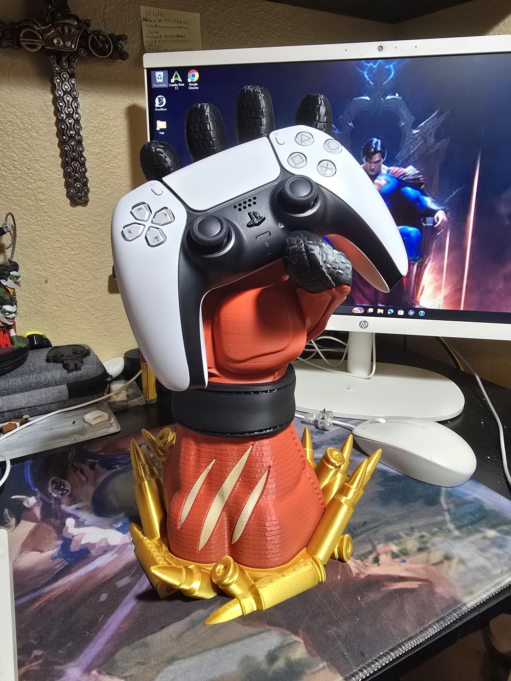 PlayStation Or XBOX DualSense Controller Display  Stand - Red & Gold Hand Holder